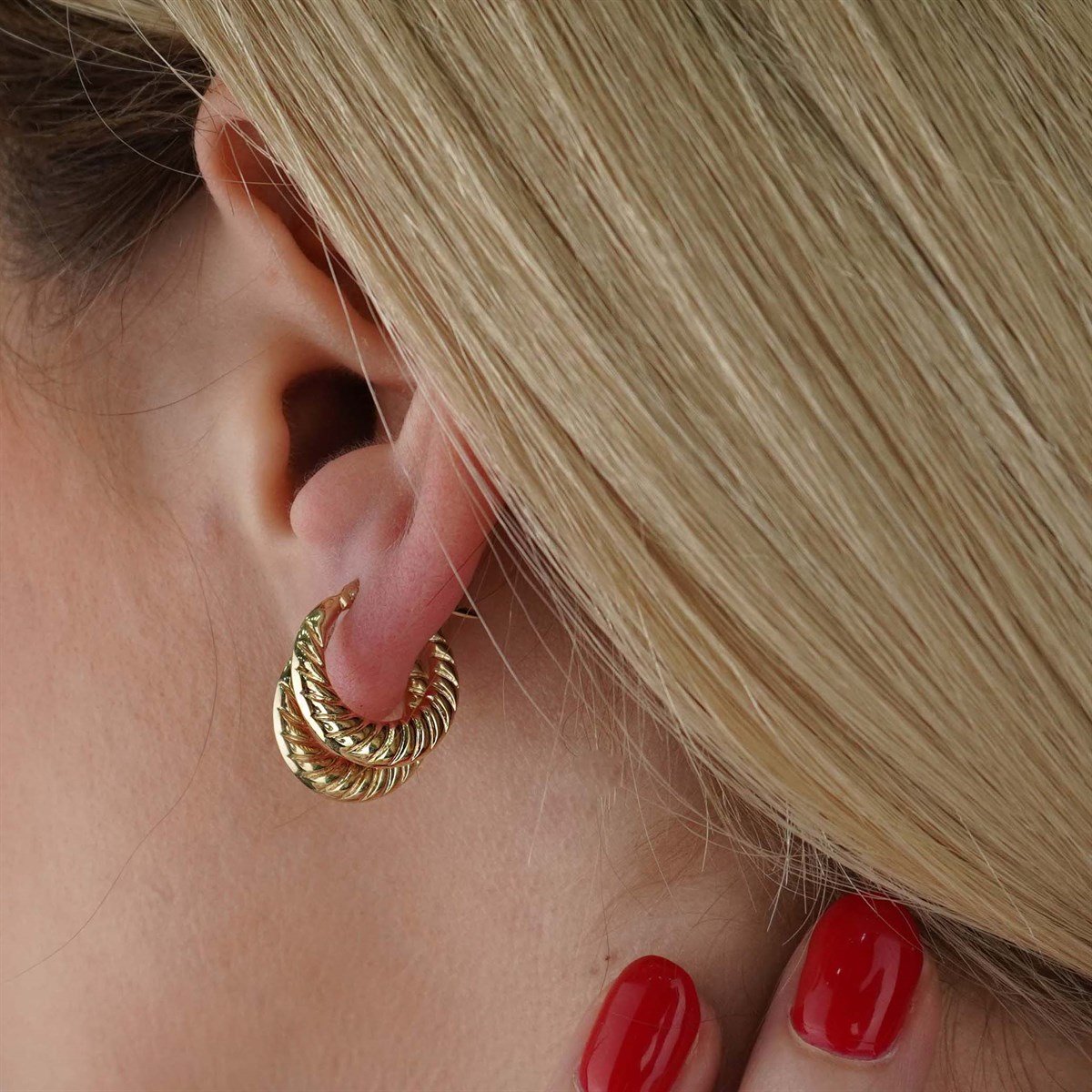 Mini Desenli Halka Küpe