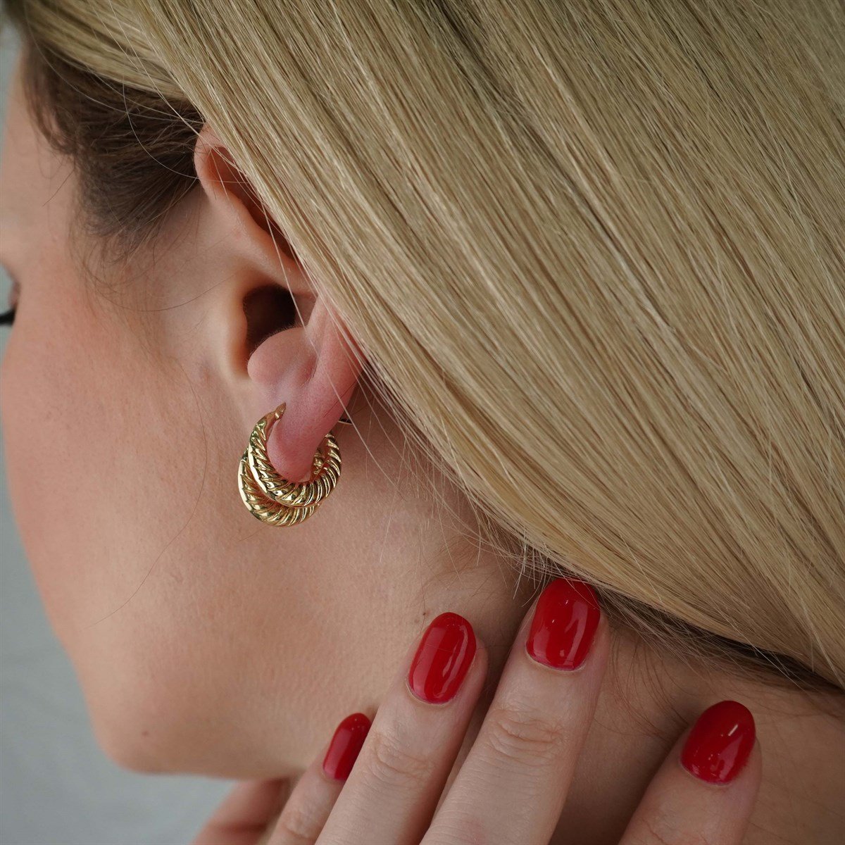 Mini Desenli Halka Küpe