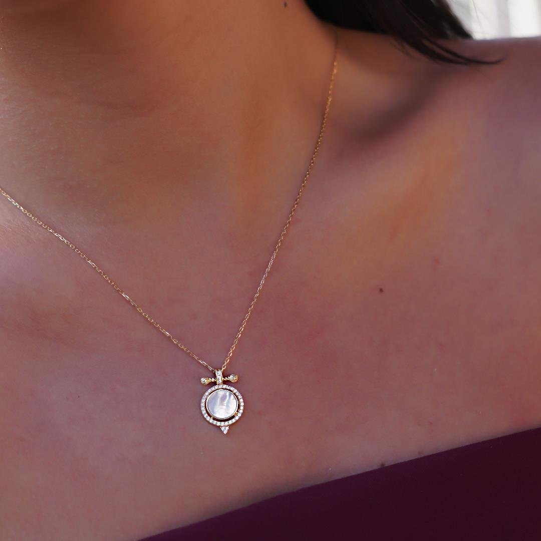 Sedefli Circle Kolye