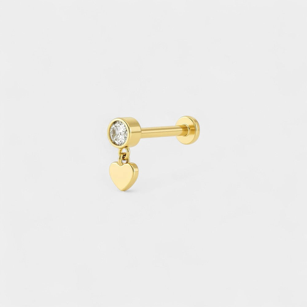 Taşlı Kalp Piercing