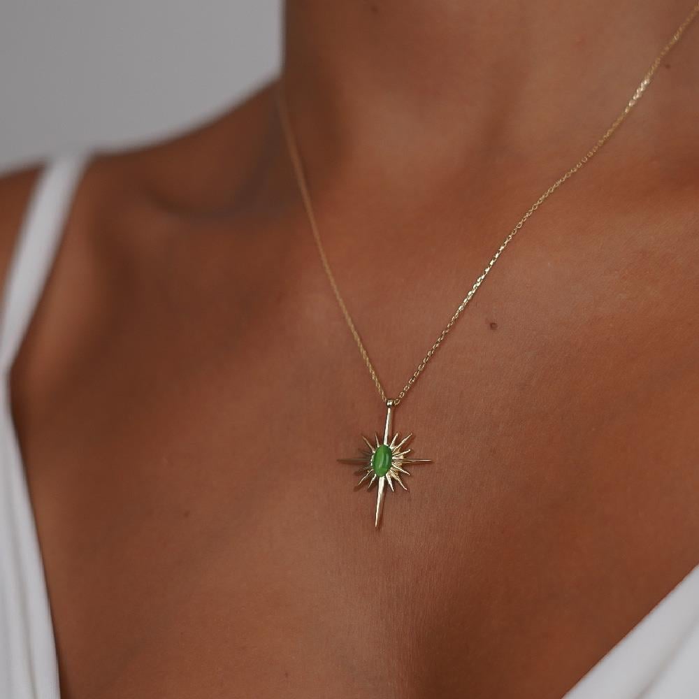 Yeşil Mineli Sirius Kolye