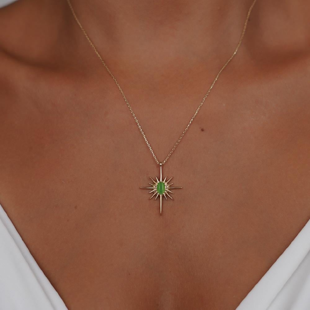 Yeşil Mineli Sirius Kolye